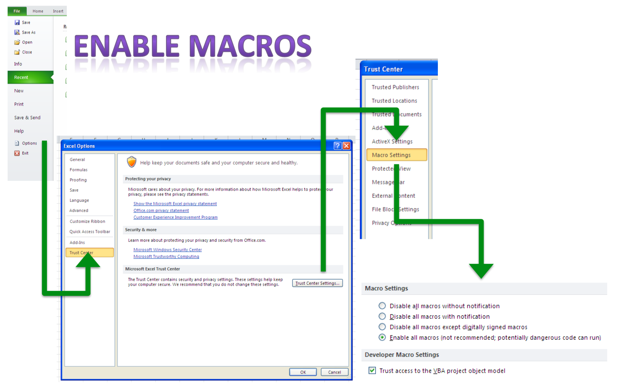 ON VBA Project dan Enable Macro
